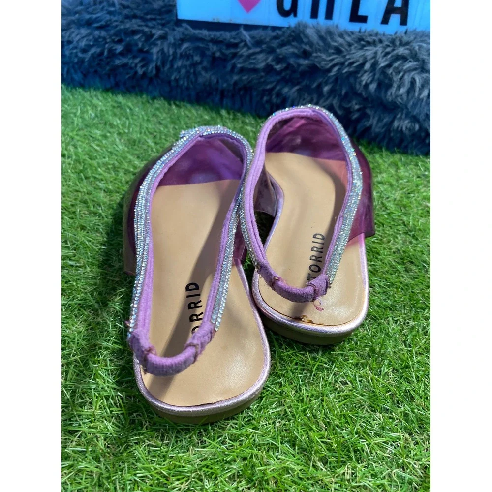 Torrid Pink Rhinestone‎ Slingback Pointed Toe Flats Women's Shoes